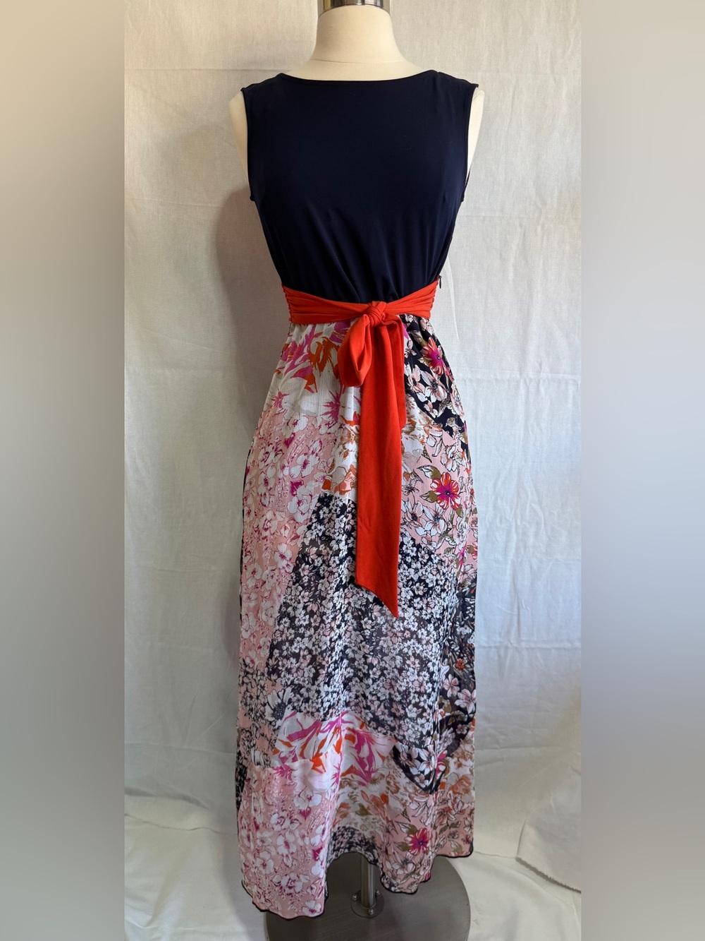 Enfocus Studio Navy and Cream Dress Bodice with Floral Detail